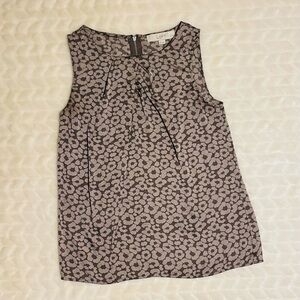 EUC- Anne Taylor- LOFT Brown and Tan Sleeveless Blouse with Floral Print